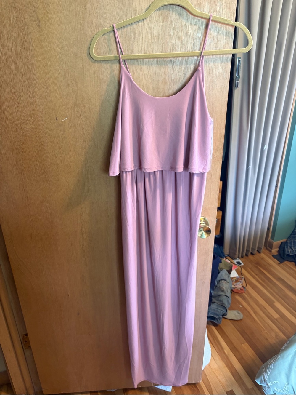 NWT Maternity Light Pink Spaghetti Strap Maxi Dress